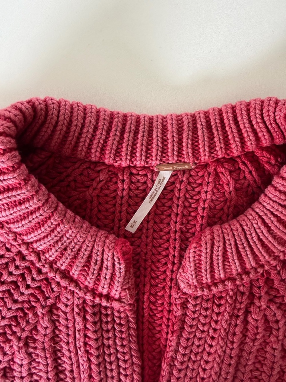Free People Cropped Chunky Knit Cardigan Sweater - Faded Red M - Picture 2 of 3